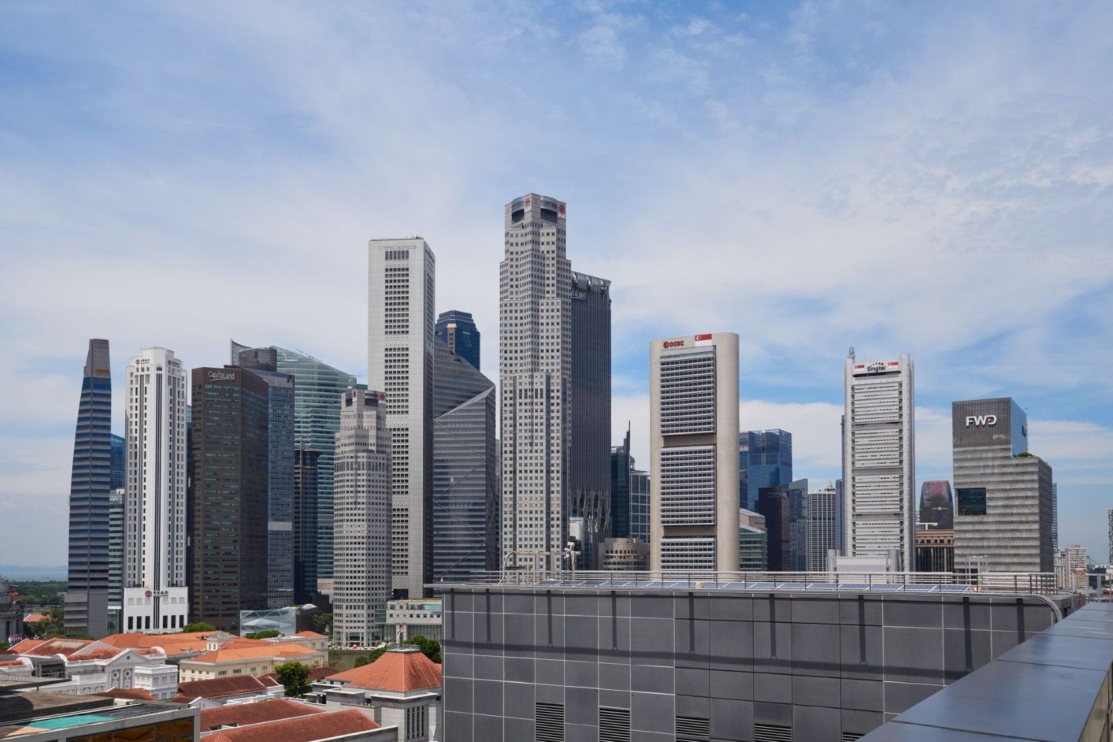 One Raffles Quay — Singapore financial district at dusk